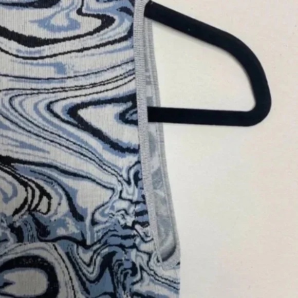 Zara Midi Dress Women's Small Blue Marble Jacquard Sleeveless Mock Neck - Picture 5 of 6